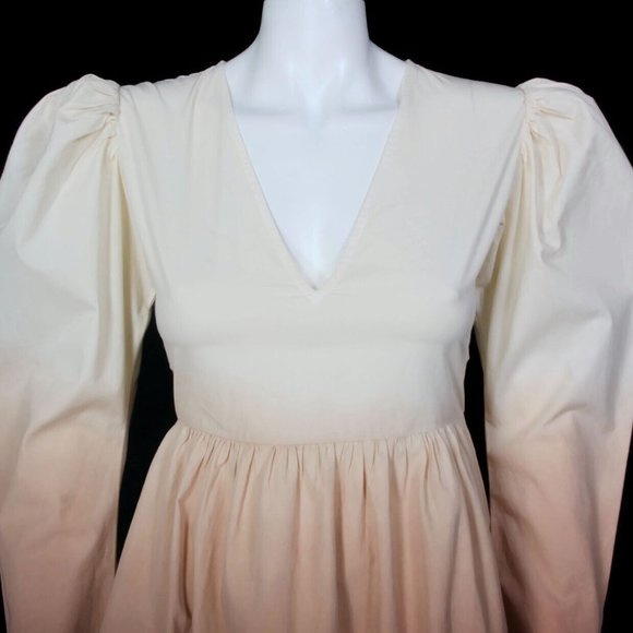 STELLA PARDO x Anthropologie Dye Dip Desert Brown Puff Sleeve Dress sz XS /569 - Picture 2 of 8